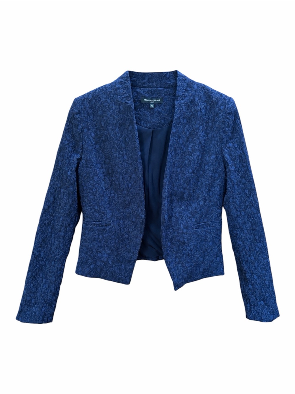 Mario Serrani | Royal Blue Textured Open-Front Blazer